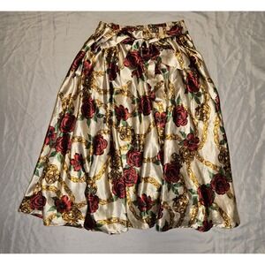 Truly 4 You Flowy Full Skirt Elastic/Tie Waist Bohemian Roses Womens Large Drama